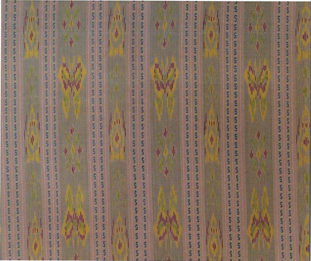 ผ้าไหมมัดหมี่ มีลายผีเสื้อ ลายปราสาทสลับลายขิดตัว S